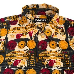 Vintage Y2K Paco All Over Print Mens Button Up‎ Shirt Sz XXL